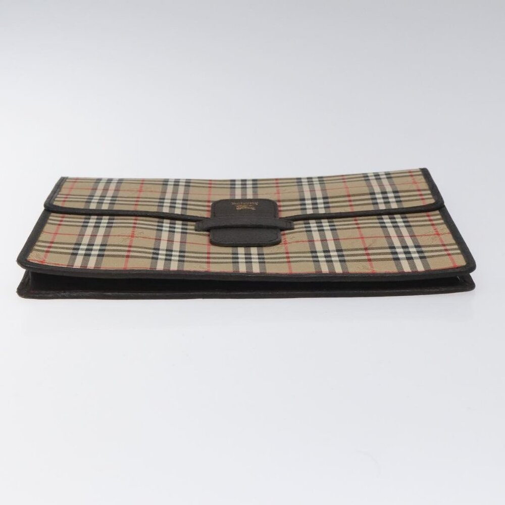 Burberrys Nova Check Clutch Bag Canvas Beige Brown Auth 114735 - Picture 7 of 12
